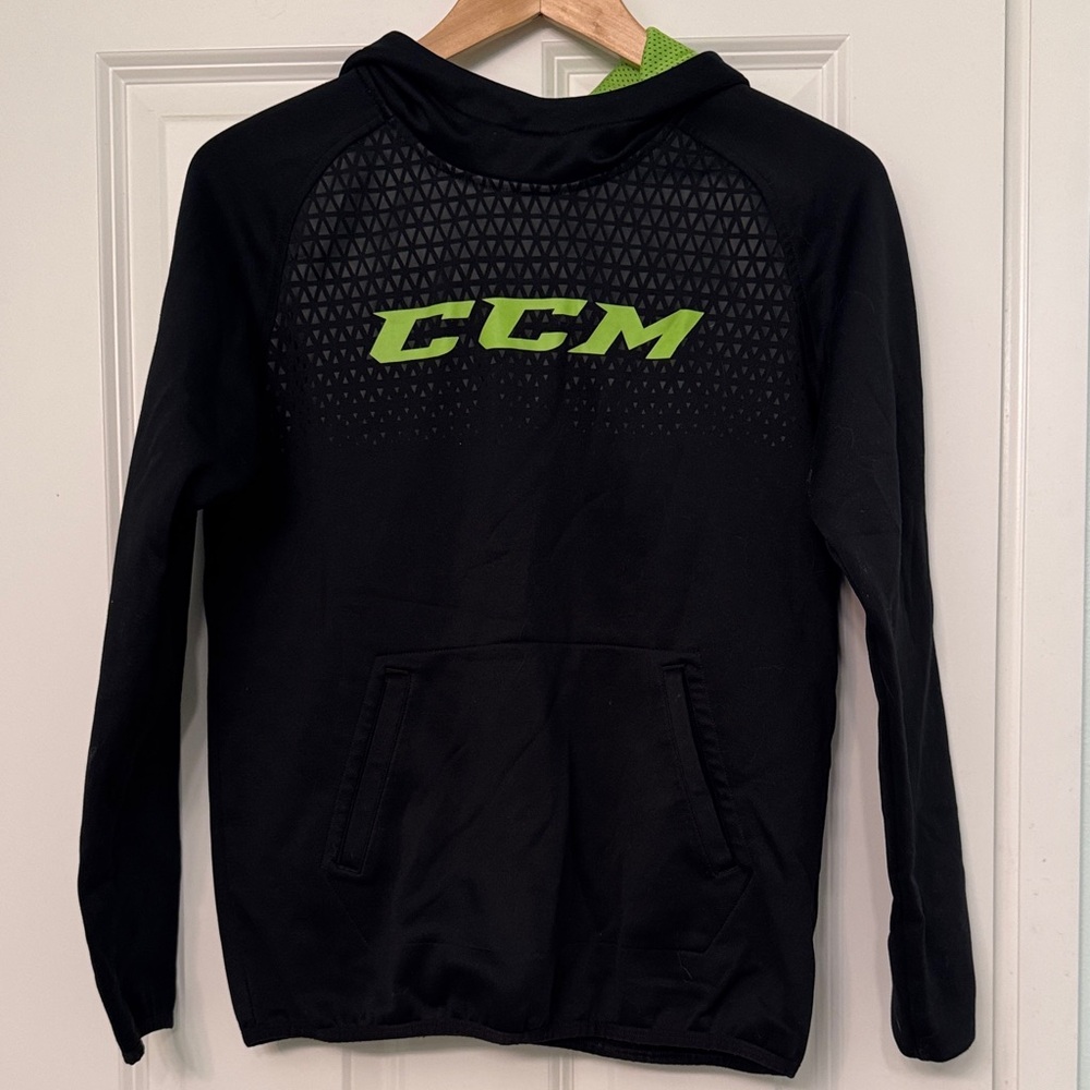 CCM Black Sweatshirt with Neon Green Highlights